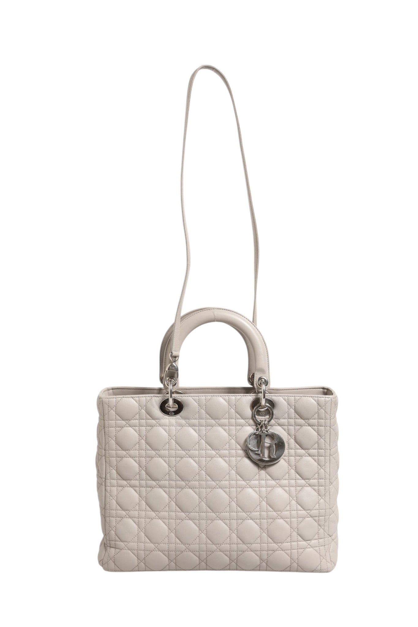 Christian Dior Lady Dior Large Grey Cannage Lambskin Bag Christian Dior
