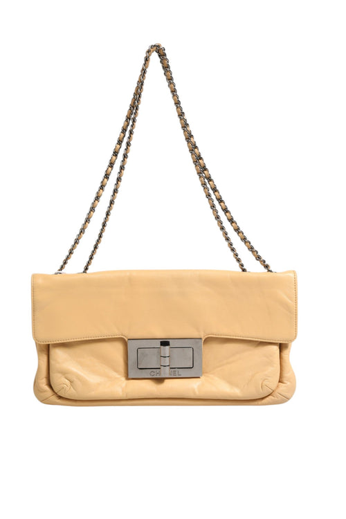 Chanel Beige Lambskin Giant Reissue Mademoiselle Lock Flap Bag Chanel