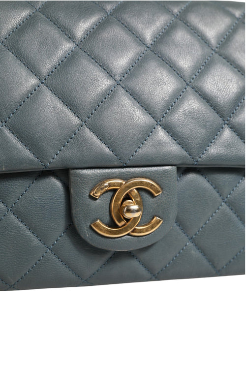 Chanel Blue Quilted Leather Crown Flap Shoulder Bag Chanel