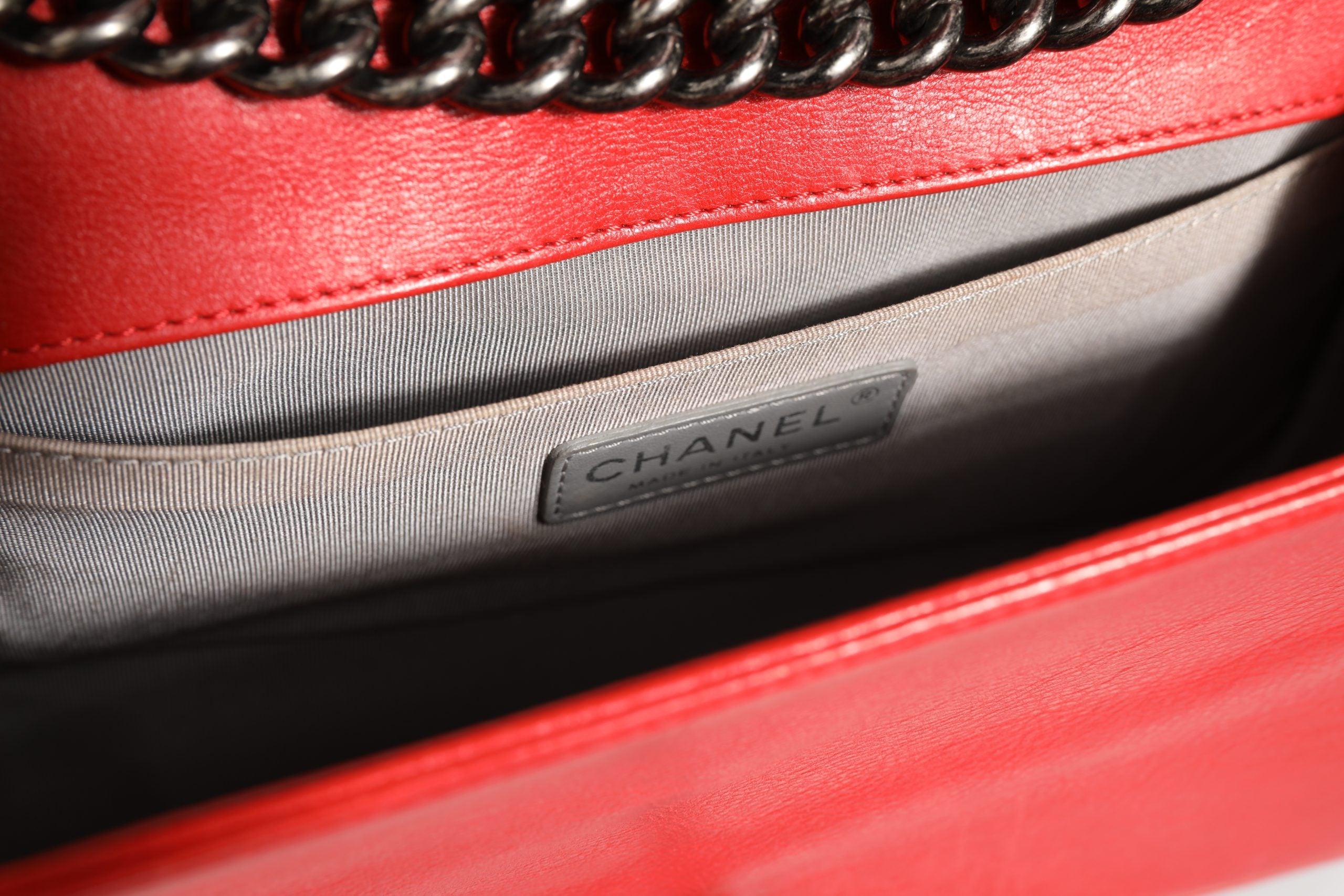 Chanel Red Diamond Stitch Calfskin Leather New Medium Boy Bag Chanel