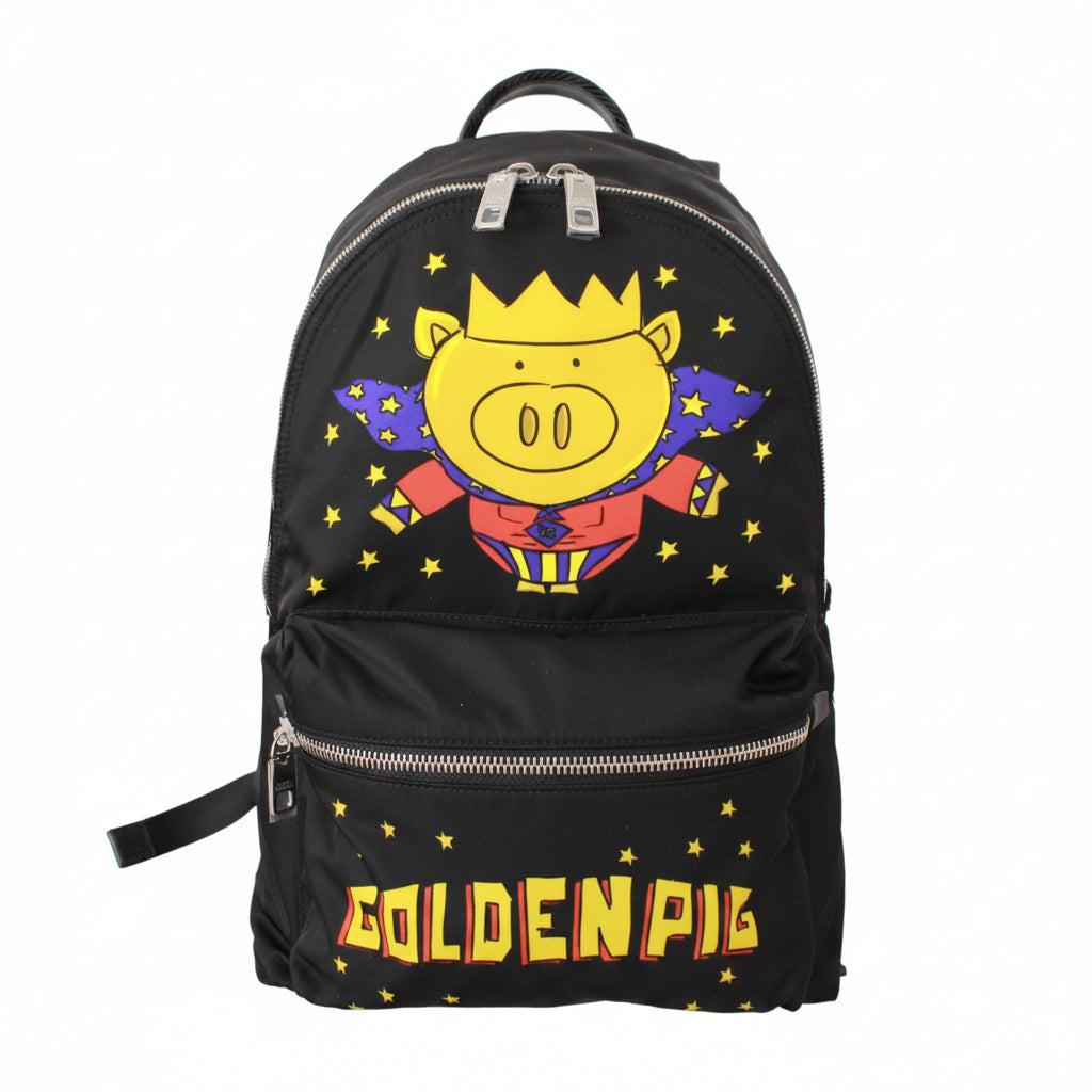 Dolce & Gabbana Black Golden Pig of the Year School Backpack - Lusso Punto