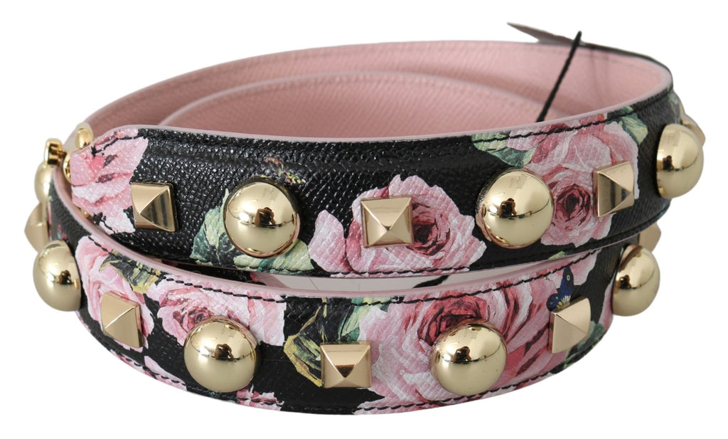 Dolce & Gabbana Pink Floral Leather Stud Accessory Shoulder Strap - Lusso Punto