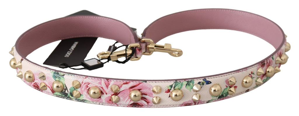 Dolce & Gabbana Pink Floral Leather Stud Accessory Shoulder Strap - Lusso Punto