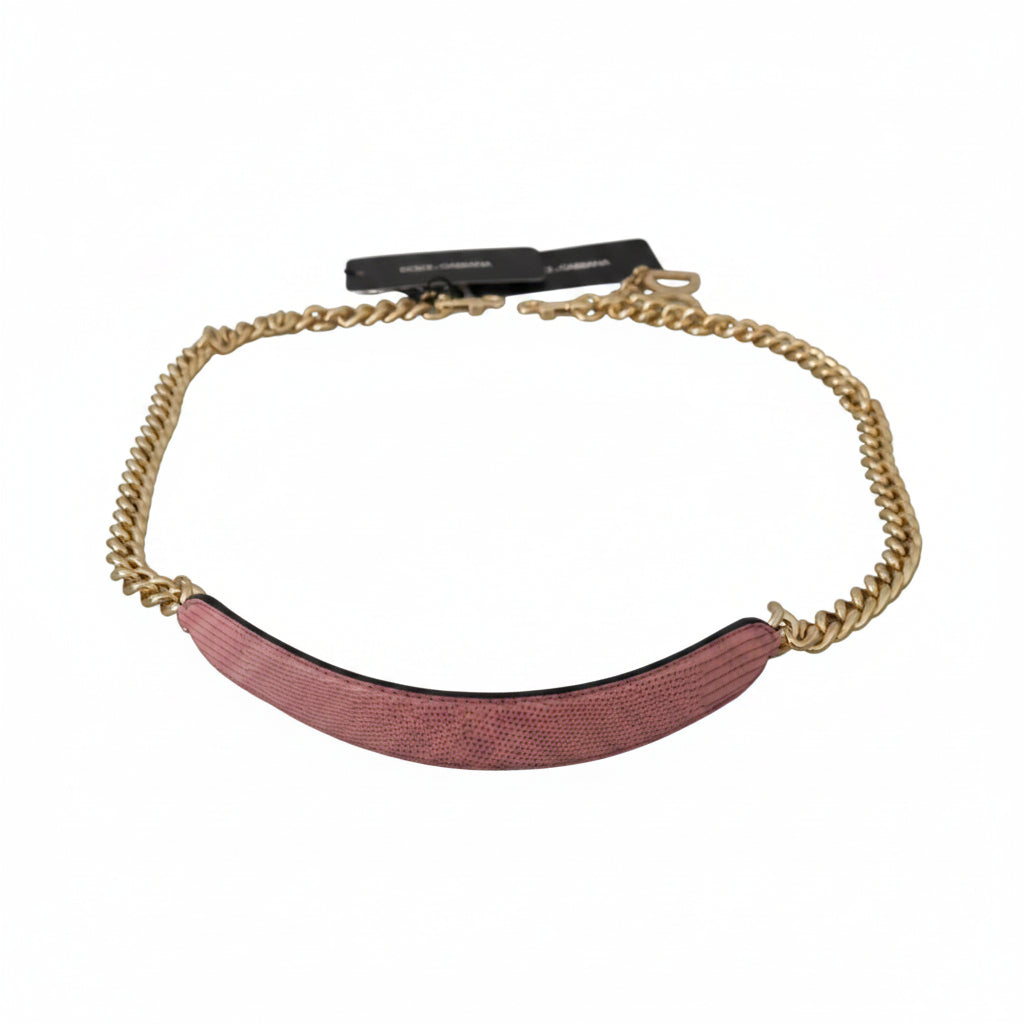 Dolce & Gabbana Pink Leather Gold Chain Accessory Shoulder Strap - Lusso Punto
