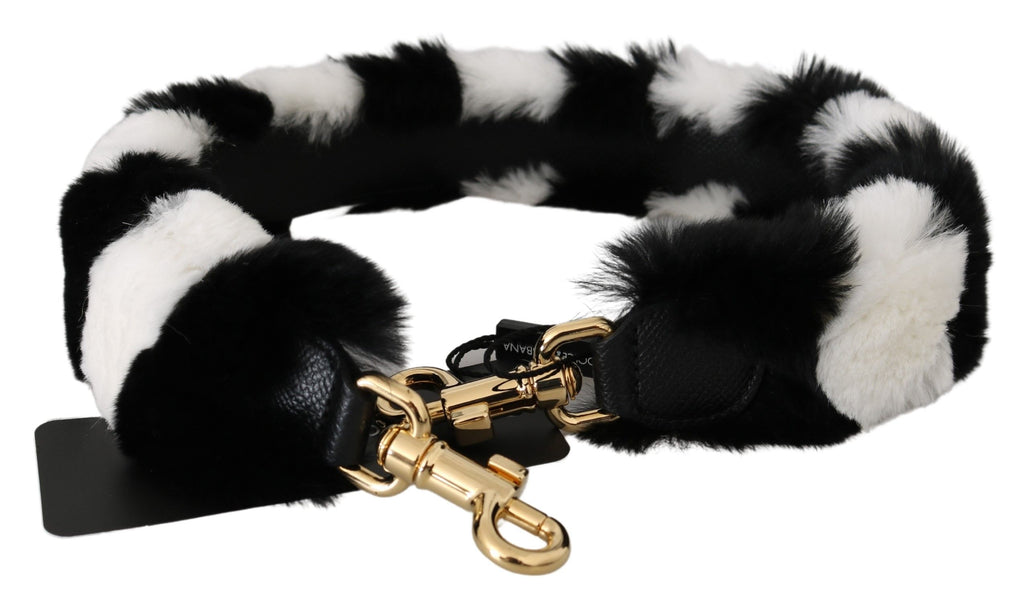 Dolce & Gabbana Black White Lapin Fur Accessory Shoulder Strap - Lusso Punto