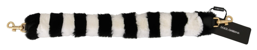 Dolce & Gabbana Black White Lapin Fur Accessory Shoulder Strap - Lusso Punto