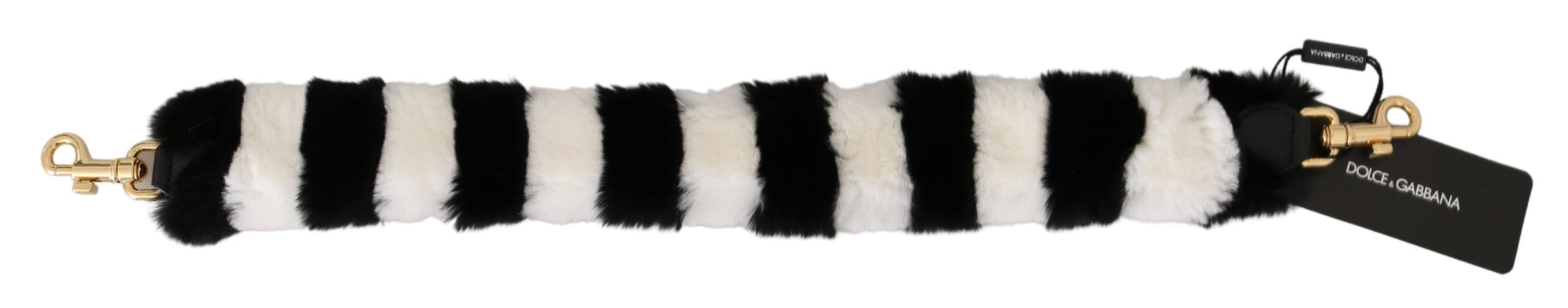 Dolce & Gabbana Black White Lapin Fur Accessory Shoulder Strap - Lusso Punto