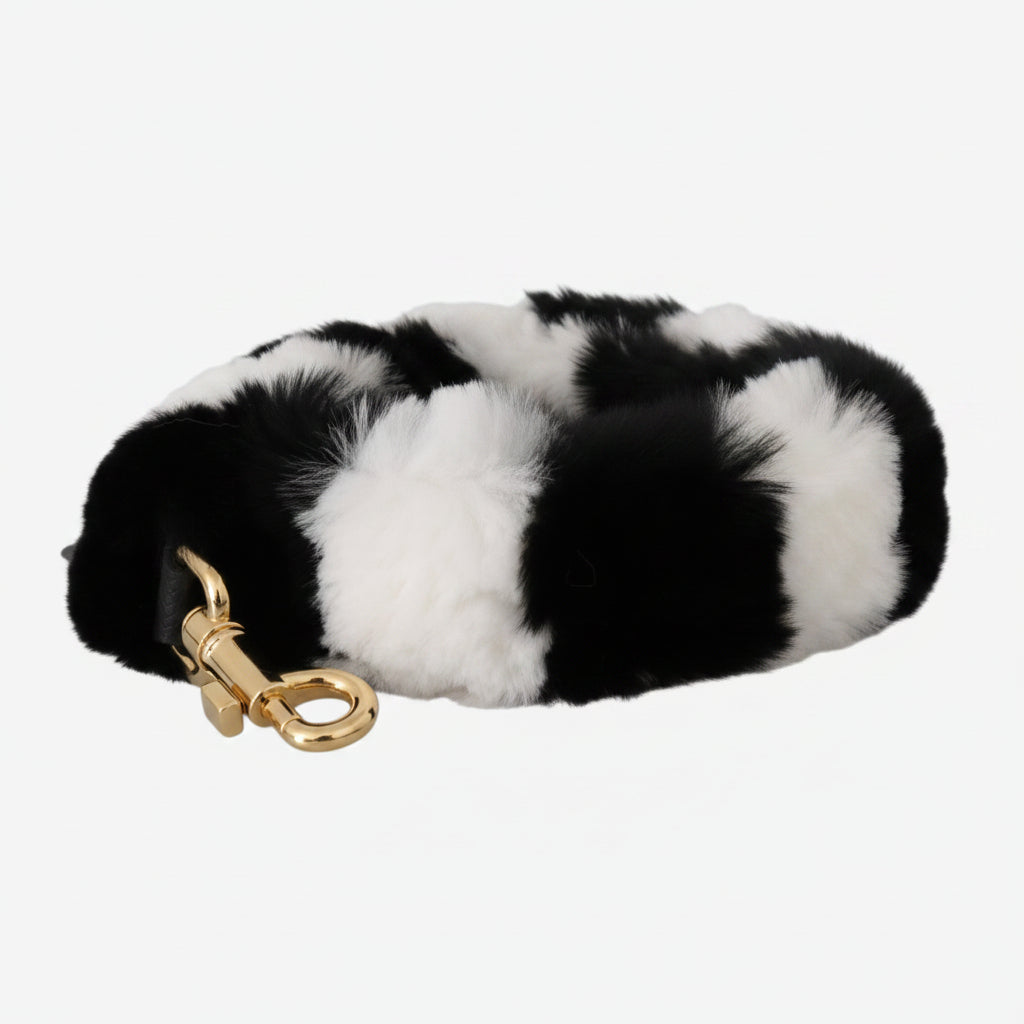 Dolce & Gabbana Black White Lapin Fur Accessory Shoulder Strap - Lusso Punto