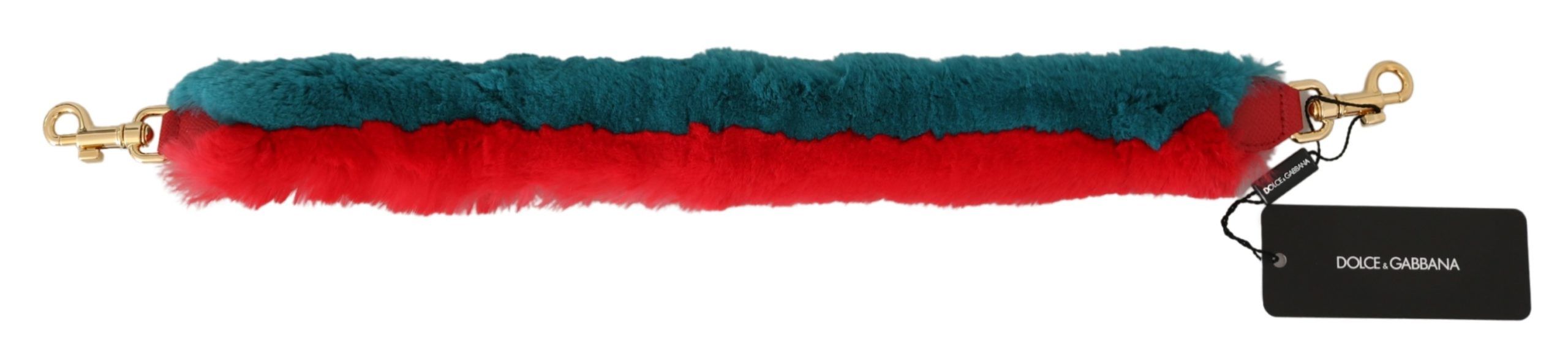 Dolce & Gabbana Red Blue Rabbit Fur Leather Shoulder Strap - Lusso Punto