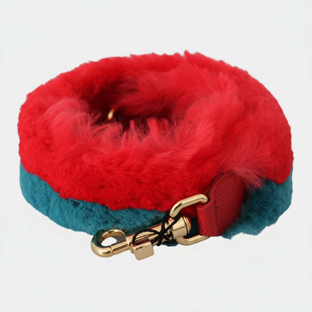 Dolce & Gabbana Red Blue Rabbit Fur Leather Shoulder Strap - Lusso Punto