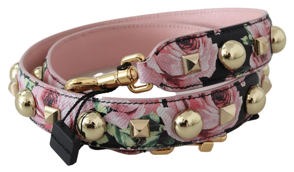 Dolce & Gabbana Pink Floral Gold Studs Bag Accessory Shoulder Strap - Lusso Punto