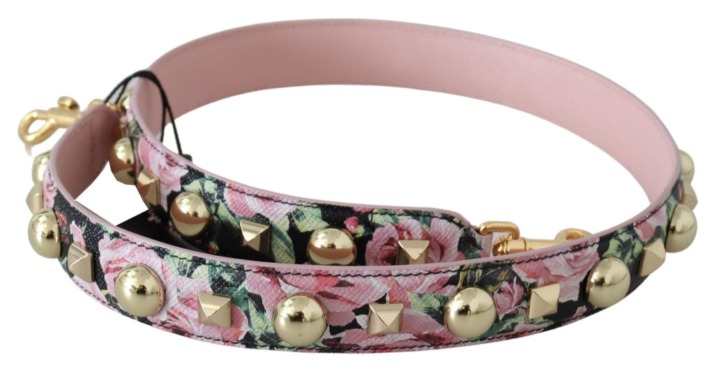 Dolce & Gabbana Pink Floral Gold Studs Bag Accessory Shoulder Strap - Lusso Punto