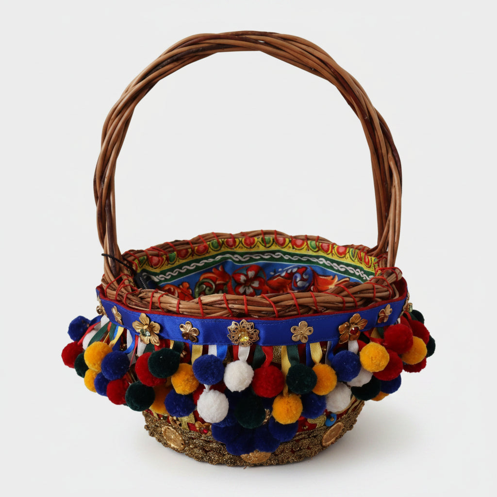 Dolce & Gabbana Multicolor Cotton Embellished Agnese Basket Tote Bag - Lusso Punto