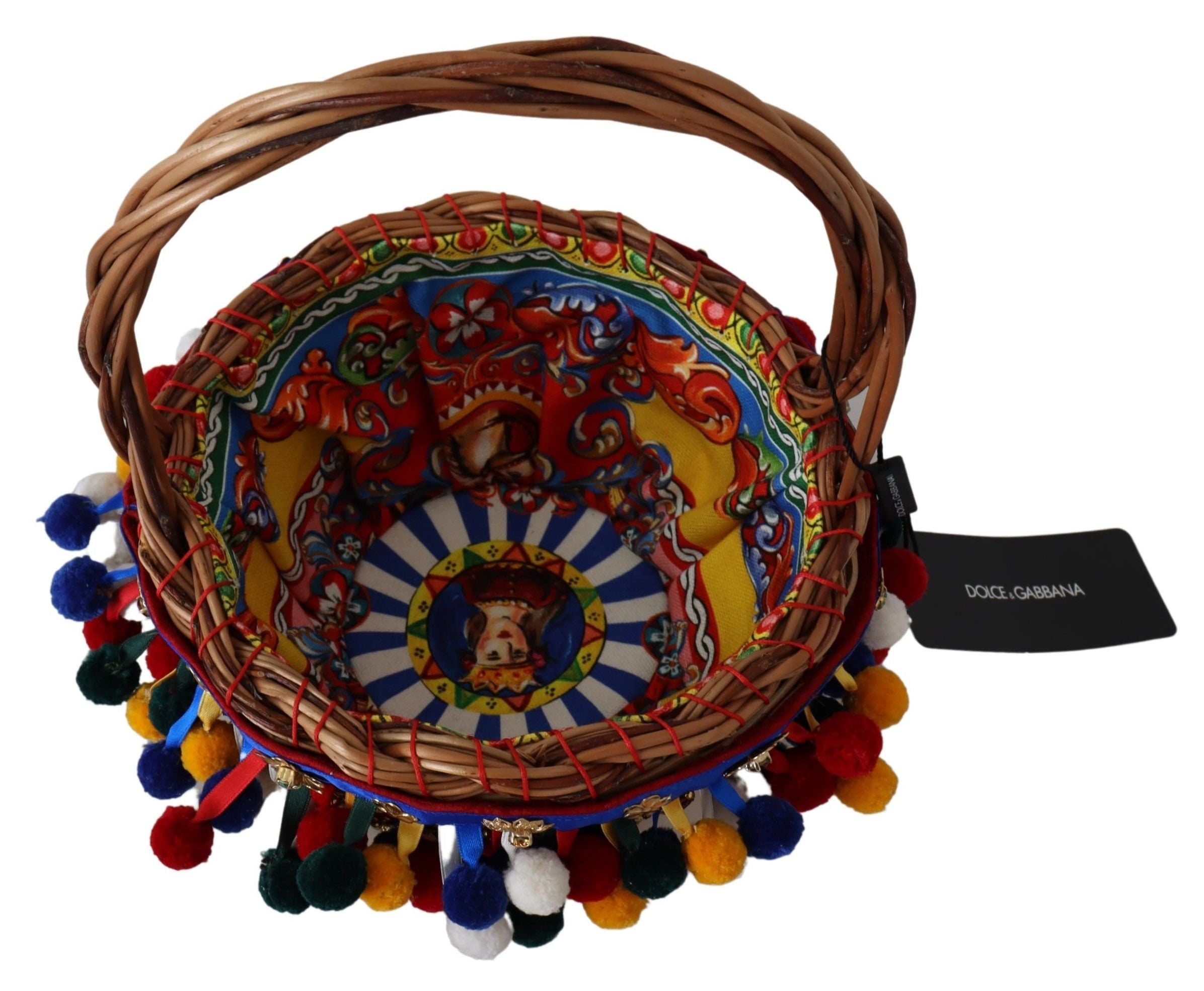 Dolce & Gabbana Multicolor Cotton Embellished Agnese Basket Tote Bag - Lusso Punto