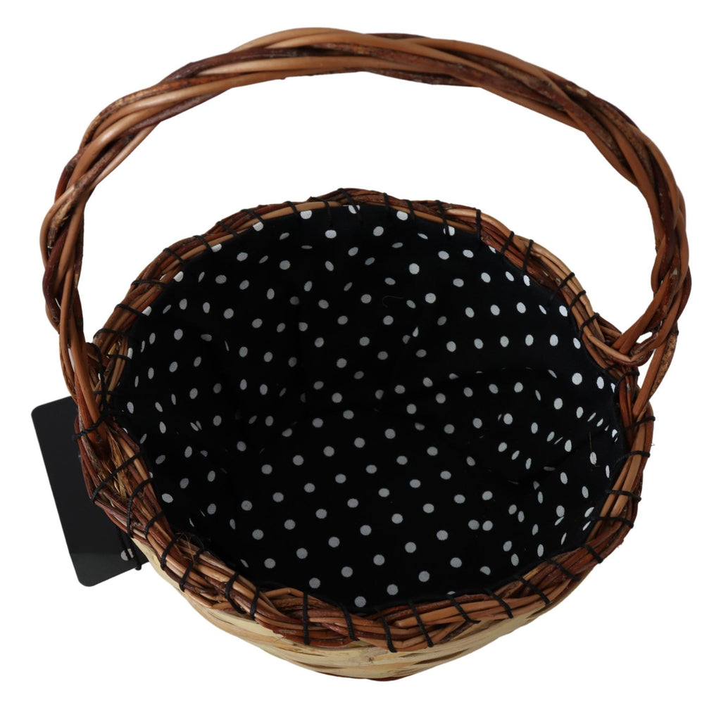 Dolce & Gabbana Beige Wood Wicker Rattan Basket Tote Bag - Lusso Punto