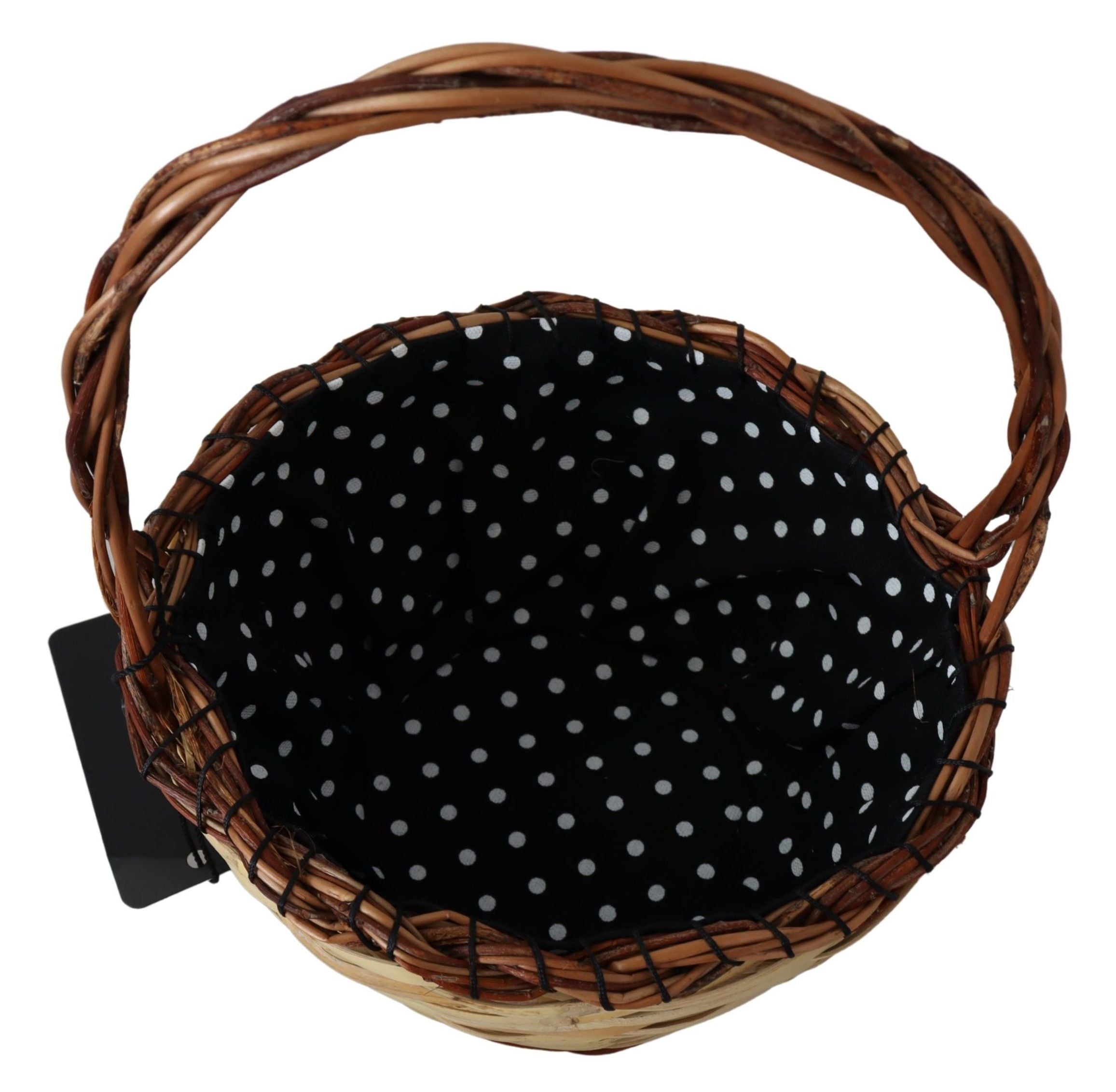 Dolce & Gabbana Beige Wood Wicker Rattan Basket Tote Bag - Lusso Punto