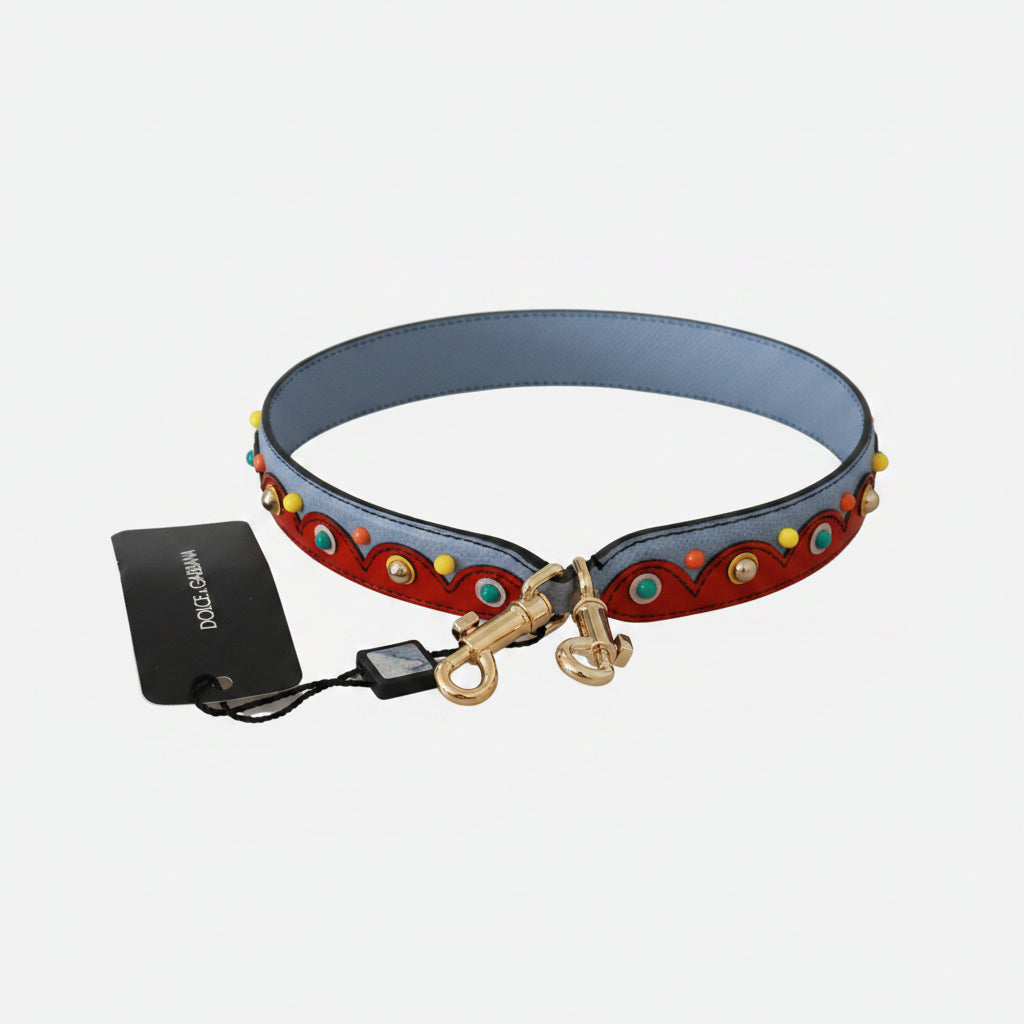 Dolce & Gabbana Blue and red Shoulder Strap Leather Blue Handbag Accessory - Lusso Punto