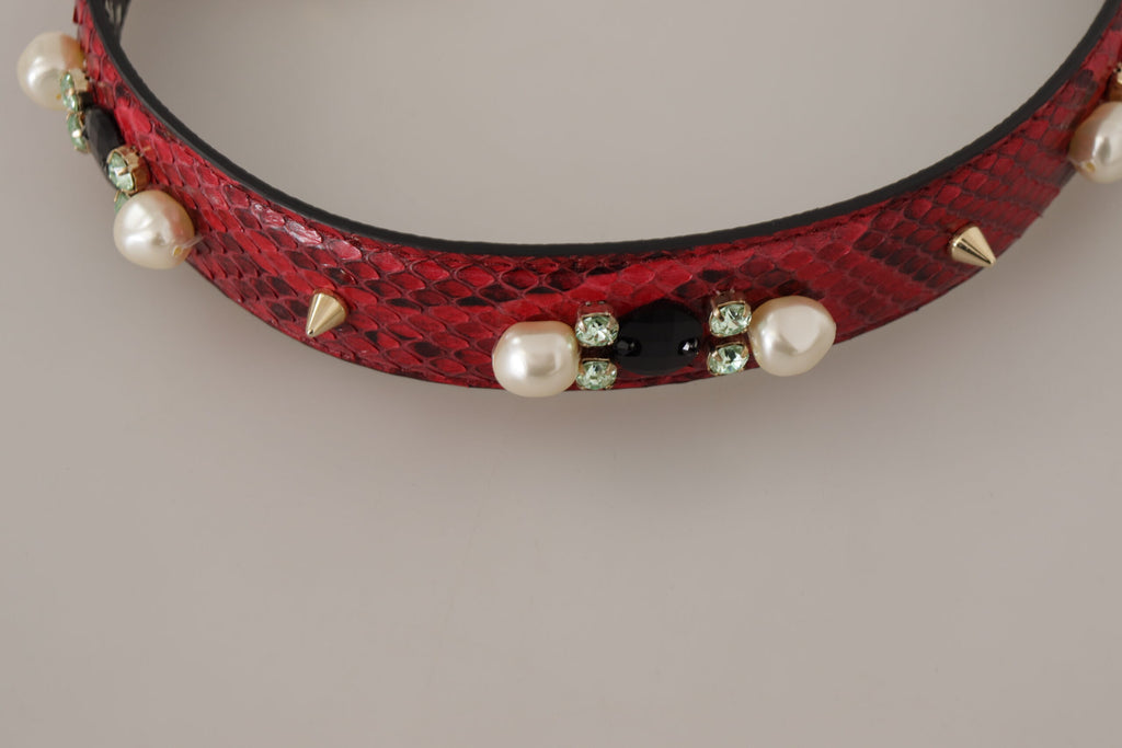 Dolce & Gabbana Red Exotic Leather Crystals Bag Shoulder Strap - Lusso Punto