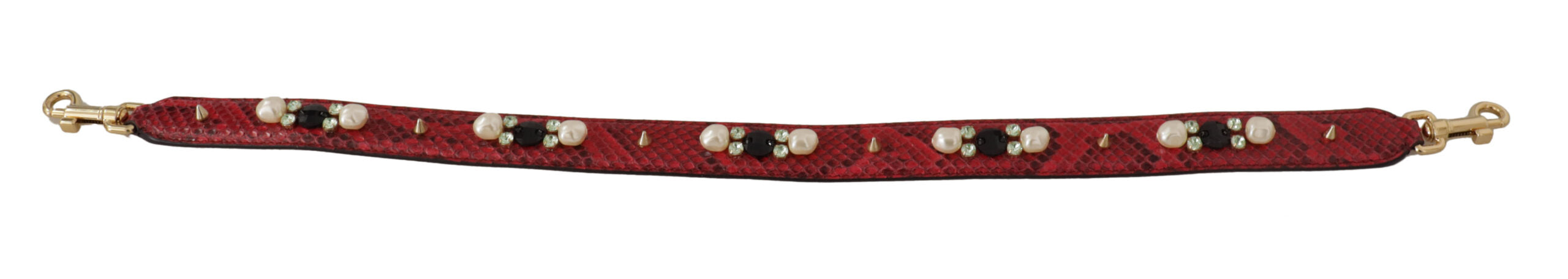 Dolce & Gabbana Red Exotic Leather Crystals Bag Shoulder Strap - Lusso Punto