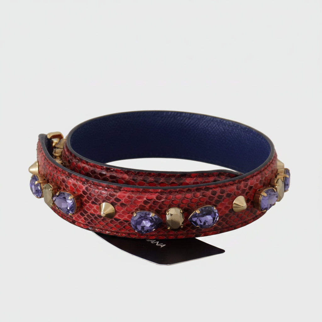 Dolce & Gabbana Red Exotic Leather Crystals Bag Shoulder Strap - Lusso Punto