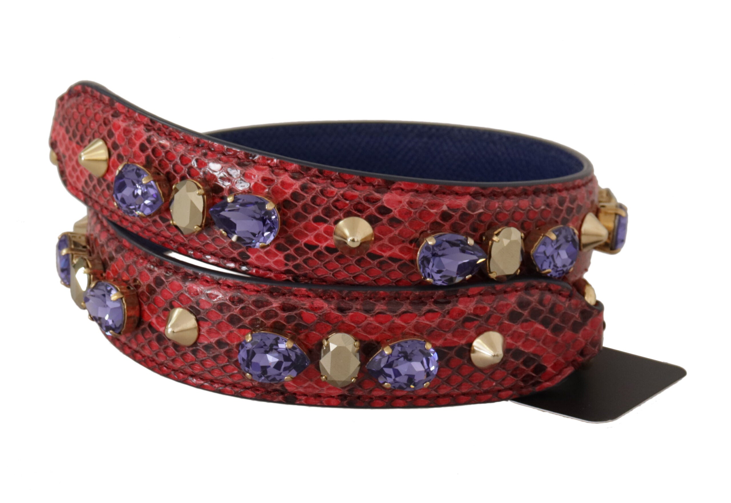 Dolce & Gabbana Red Exotic Leather Crystals Bag Shoulder Strap - Lusso Punto