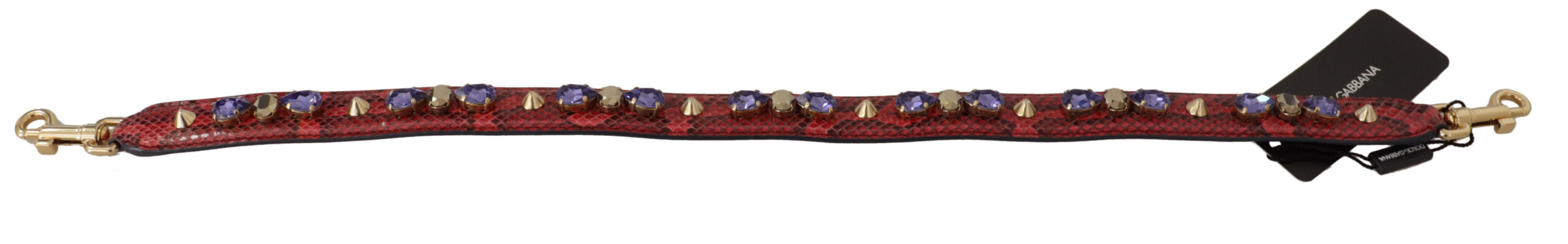 Dolce & Gabbana Red Exotic Leather Crystals Bag Shoulder Strap - Lusso Punto