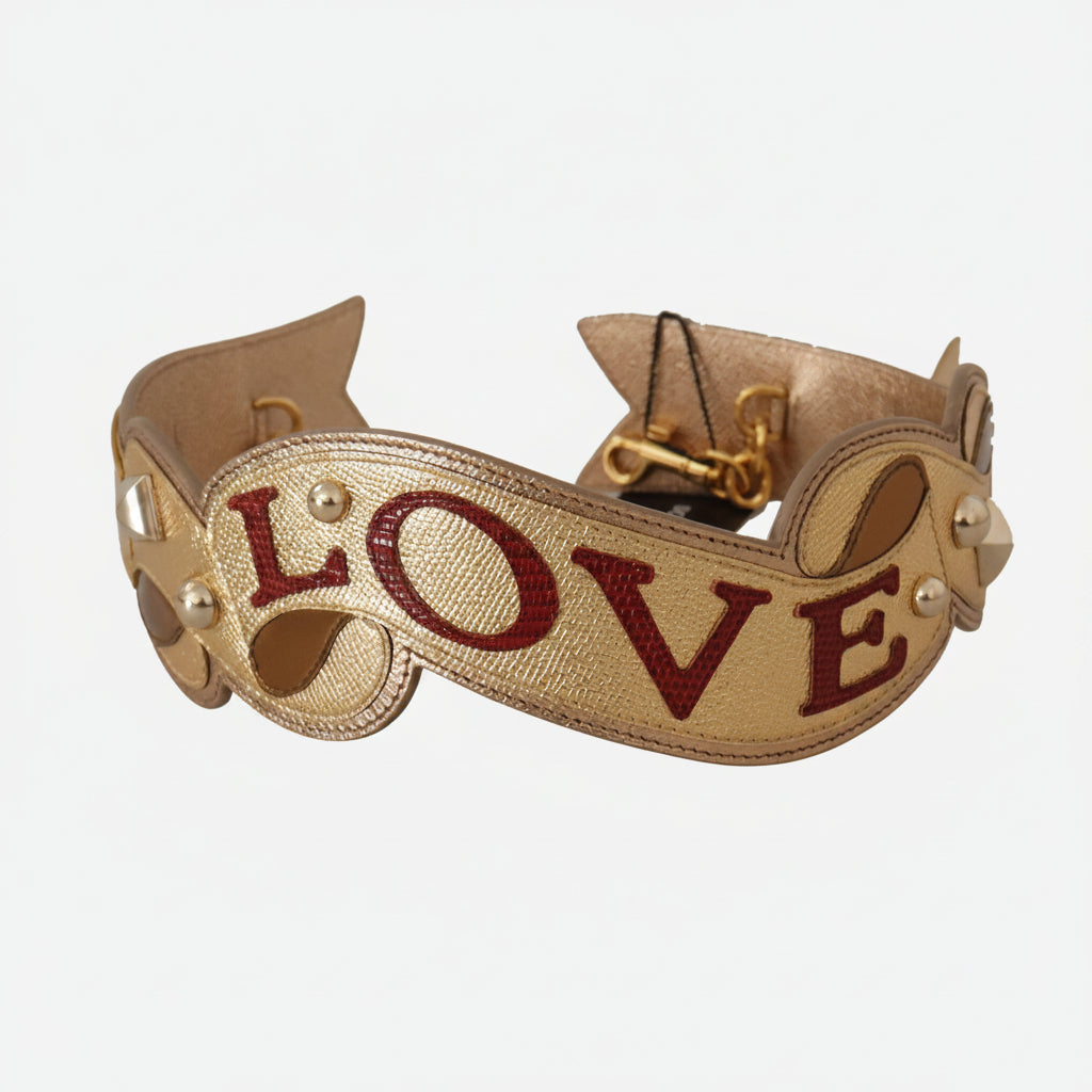 Dolce & Gabbana Gold Leather LOVE Patch Bag Shoulder Strap - Lusso Punto