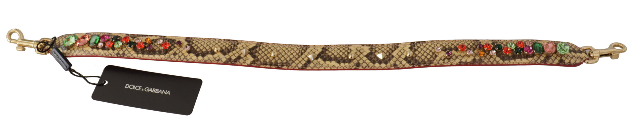Dolce & Gabbana Beige Exotic Leather Crystals Shoulder Strap - Lusso Punto
