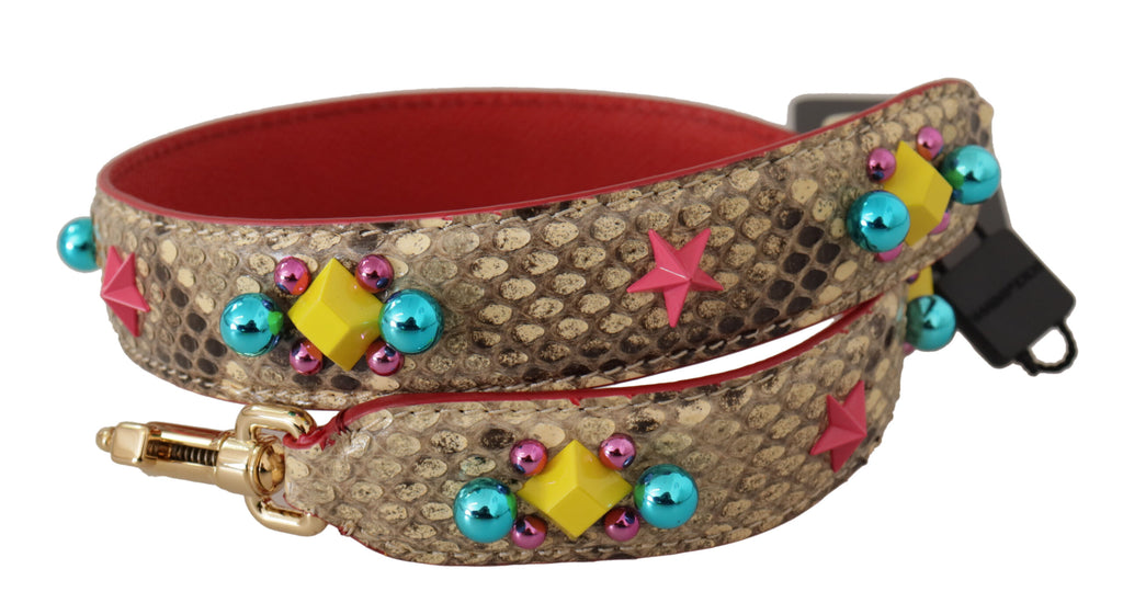 Dolce & Gabbana Beige Python Leather Crystals Shoulder Strap - Lusso Punto