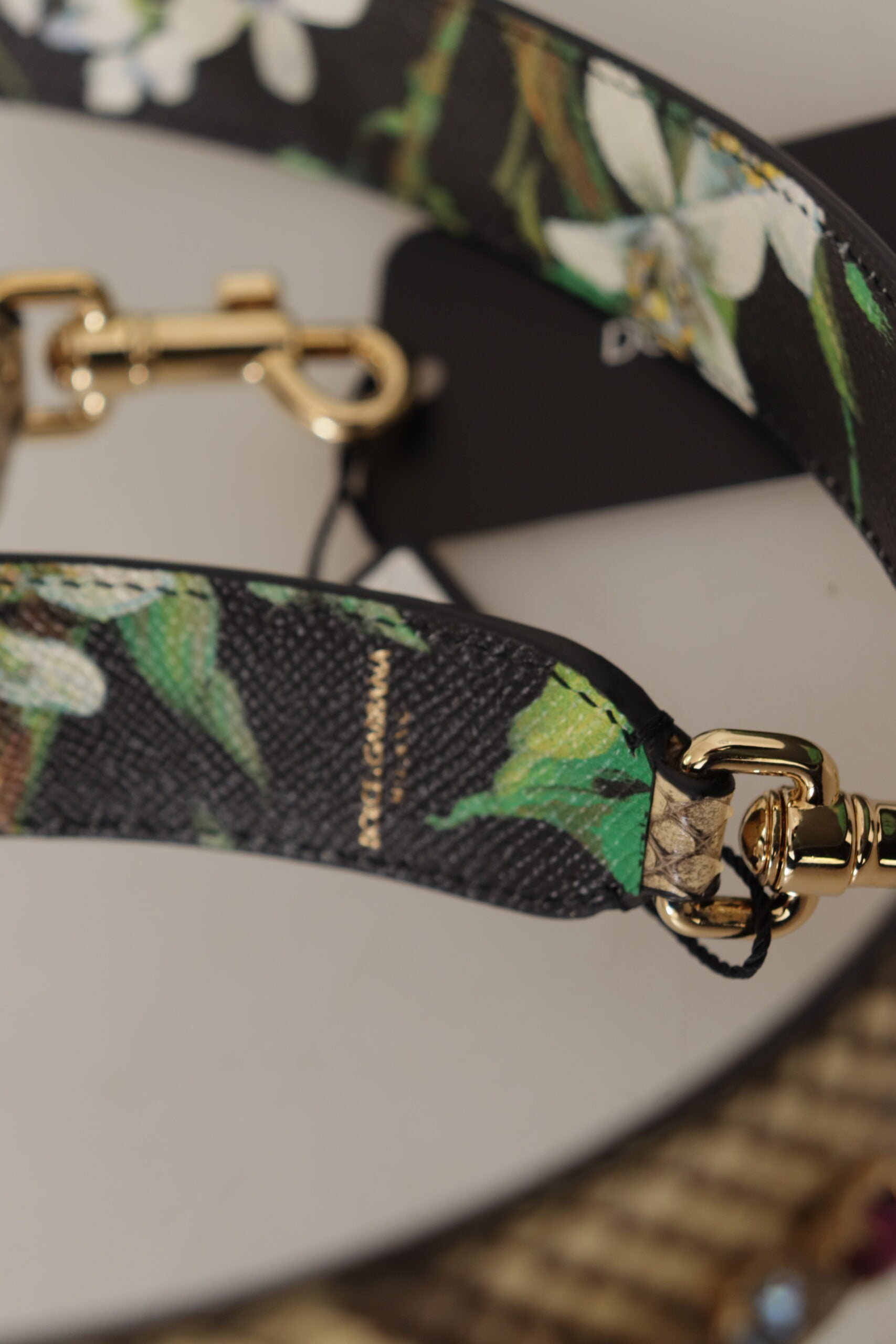 Dolce & Gabbana Beige Exotic Leather Crystals Reversible Shoulder Strap - Lusso Punto