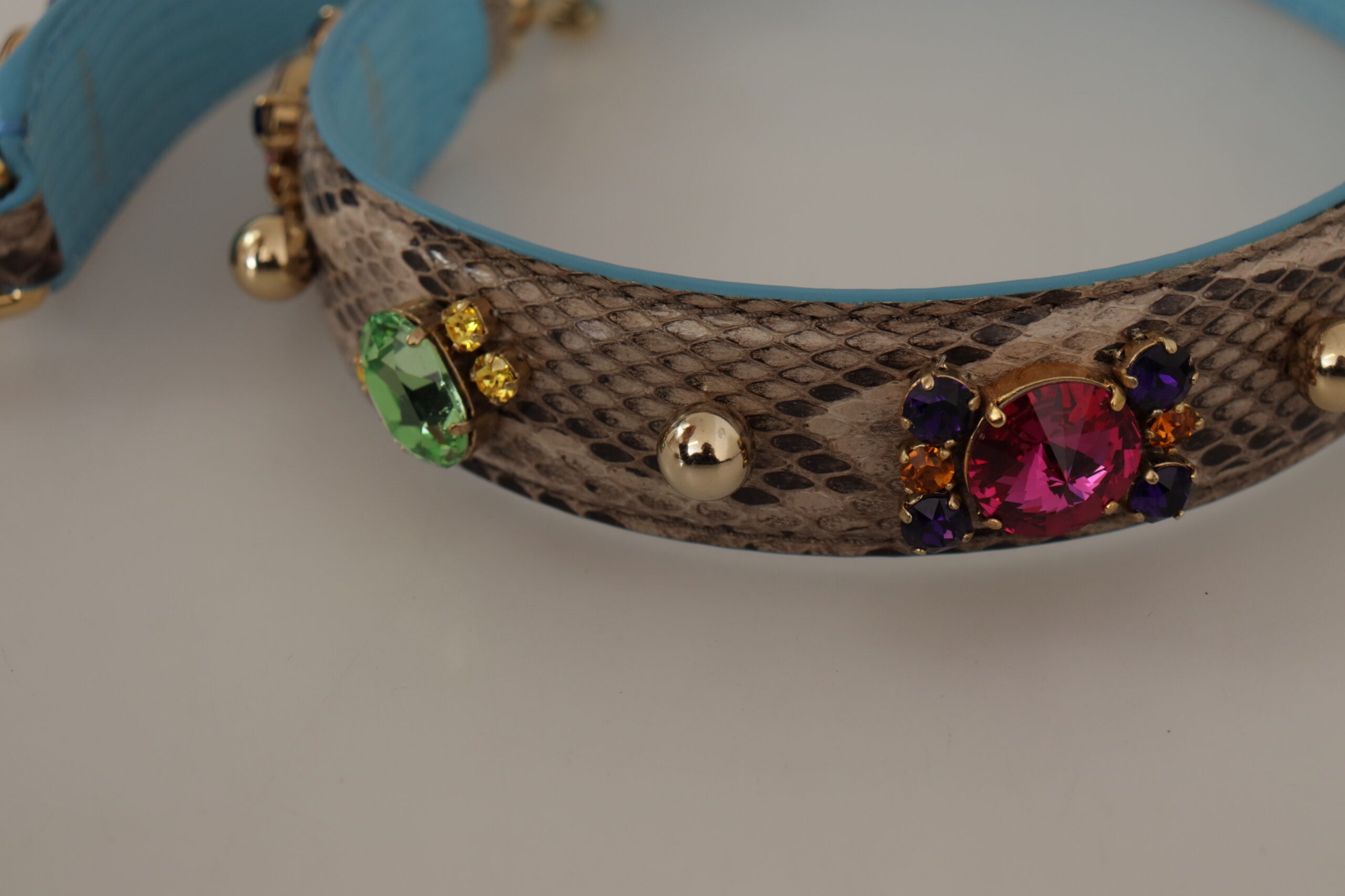 Dolce & Gabbana Brown Exotic Leather Crystals Shoulder Strap - Lusso Punto