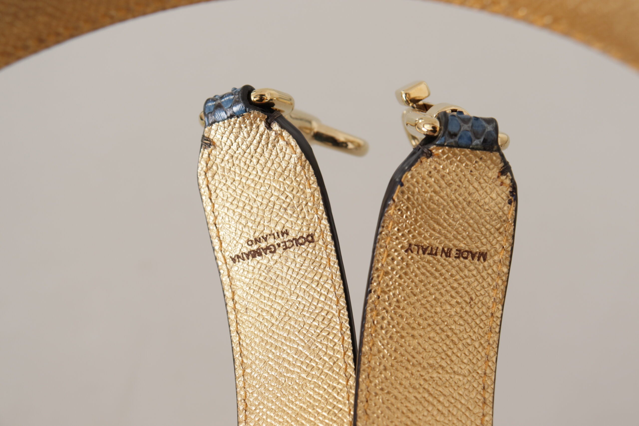Dolce & Gabbana Blue Exotic Leather Crystals Shoulder Strap - Lusso Punto