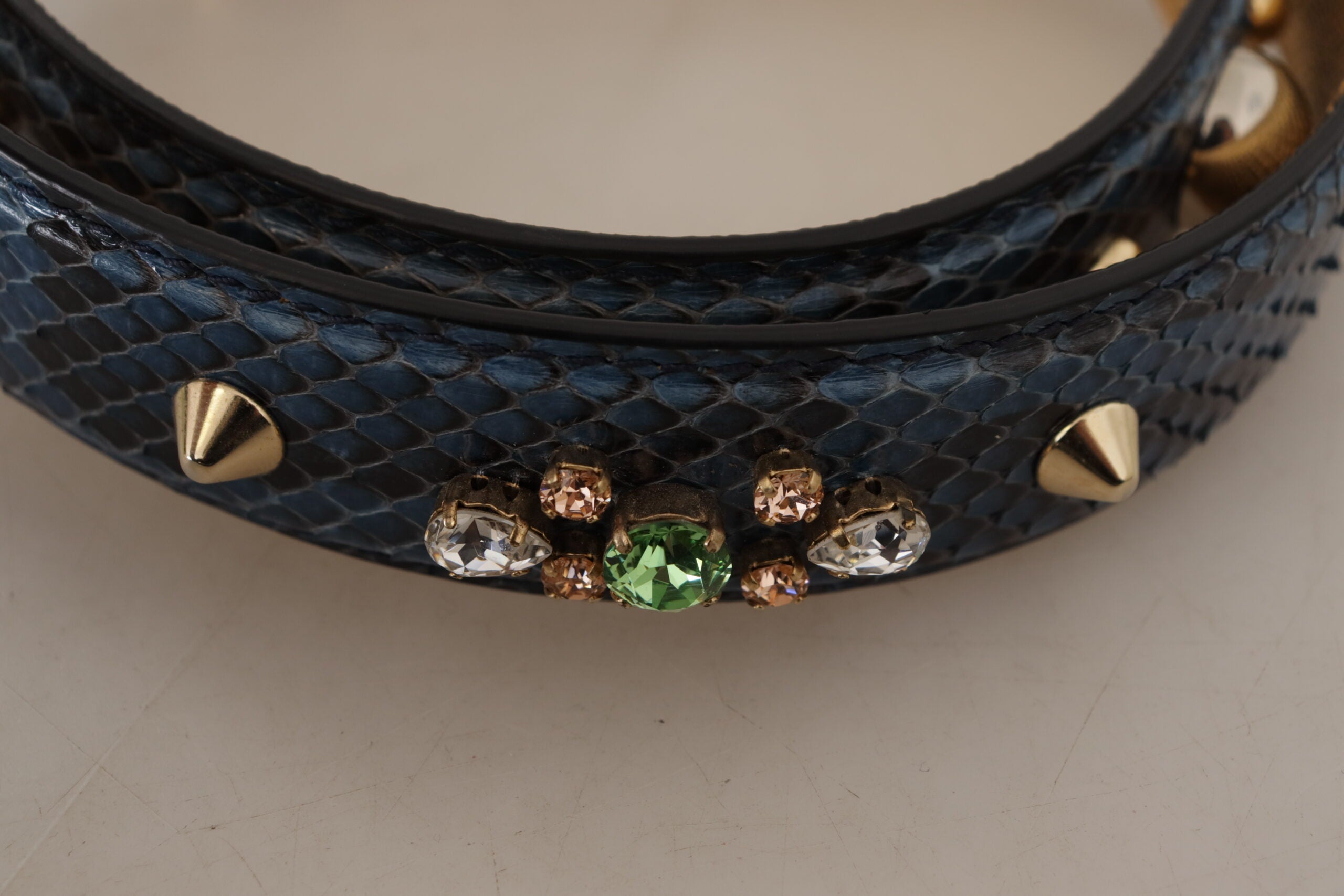 Dolce & Gabbana Blue Exotic Leather Crystals Shoulder Strap - Lusso Punto