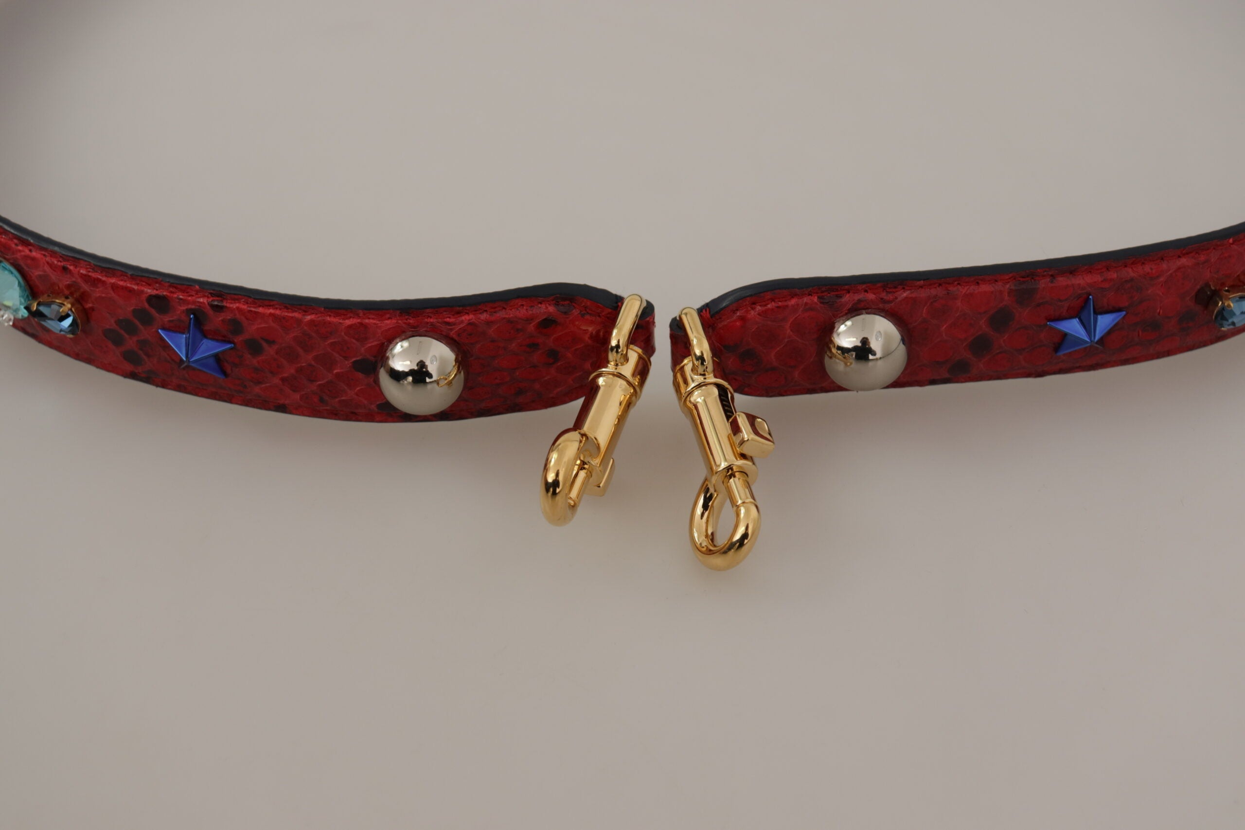Dolce & Gabbana Red Exotic Leather Crystals Shoulder Strap - Lusso Punto