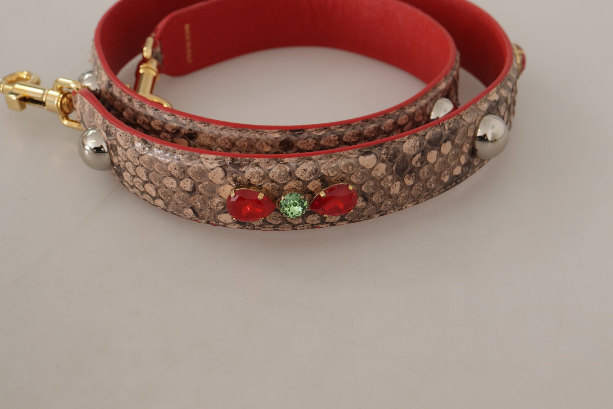 Dolce & Gabbana Brown Python Leather Crystals Shoulder Strap - Lusso Punto