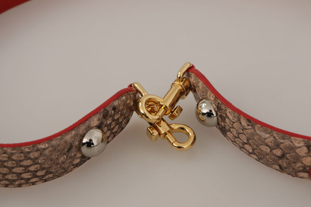 Dolce & Gabbana Brown Python Leather Crystals Shoulder Strap - Lusso Punto