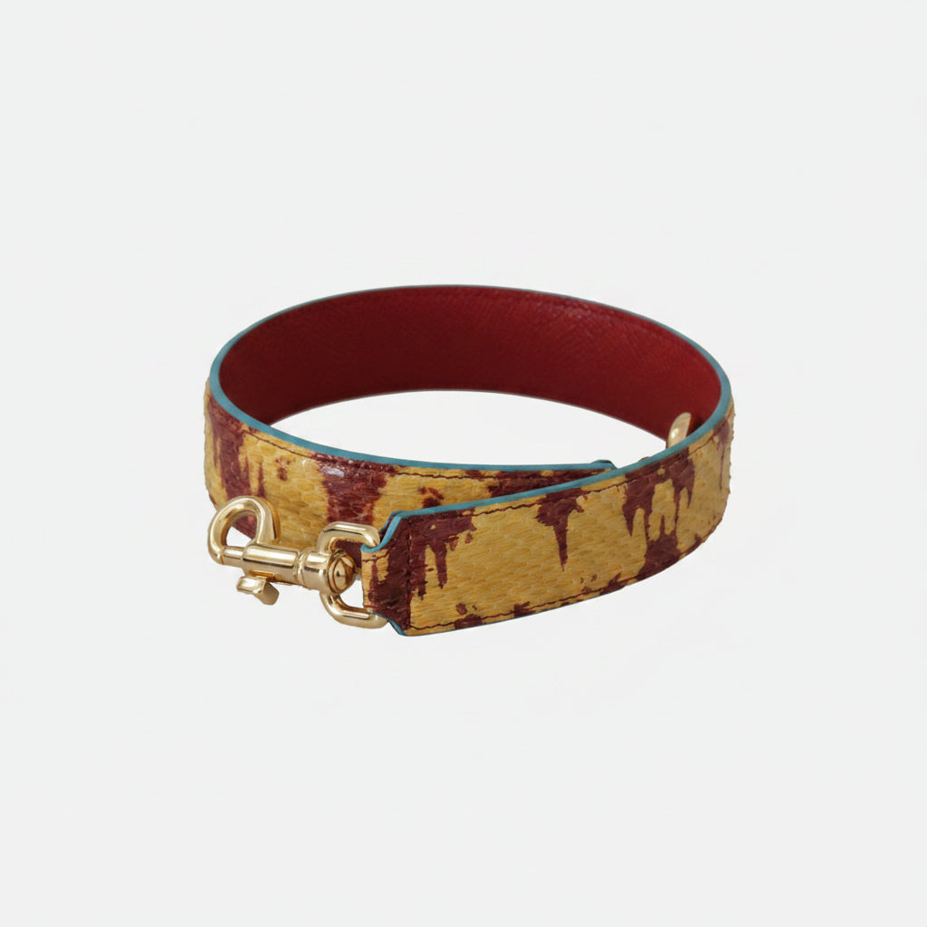 Dolce & Gabbana Yellow Red Leather Gold Tone Shoulder Strap - Lusso Punto