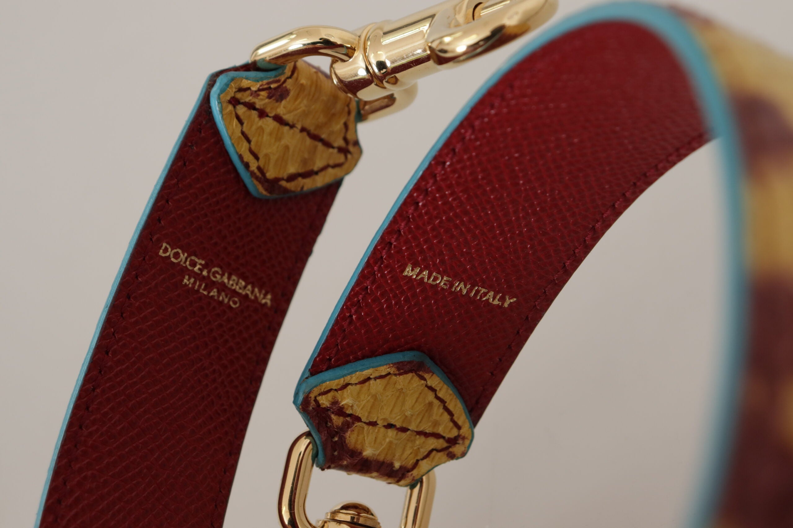 Dolce & Gabbana Yellow Red Leather Gold Tone Shoulder Strap - Lusso Punto