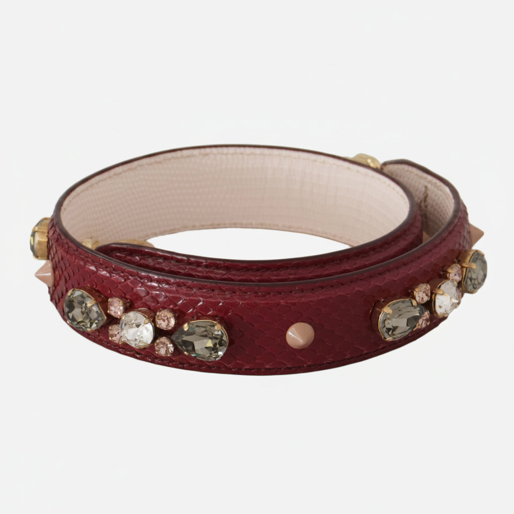 Dolce & Gabbana Bordeaux Leather Crystals Bag Shoulder Strap - Lusso Punto