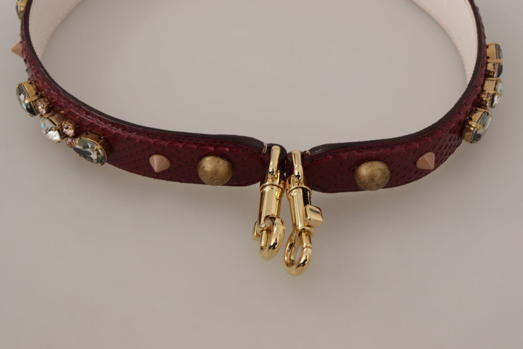 Dolce & Gabbana Bordeaux Leather Crystals Bag Shoulder Strap - Lusso Punto
