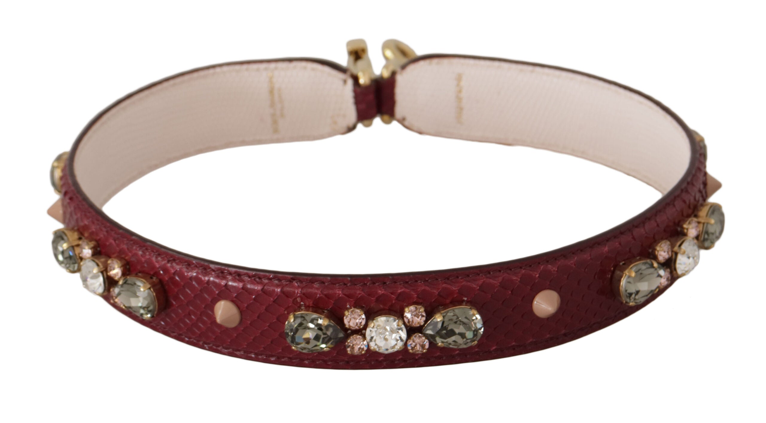 Dolce & Gabbana Bordeaux Leather Crystals Bag Shoulder Strap - Lusso Punto