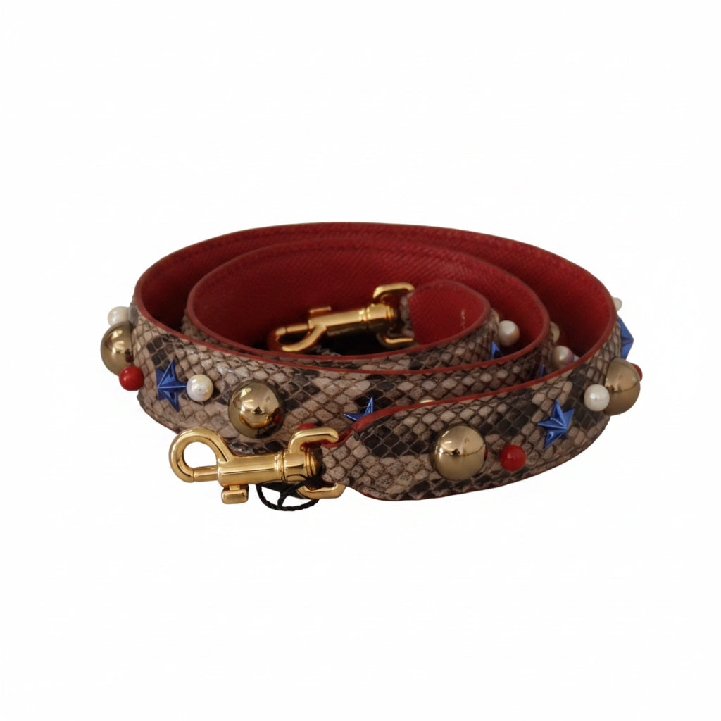 Dolce & Gabbana Brown Python Leather Studded Shoulder Strap - Lusso Punto