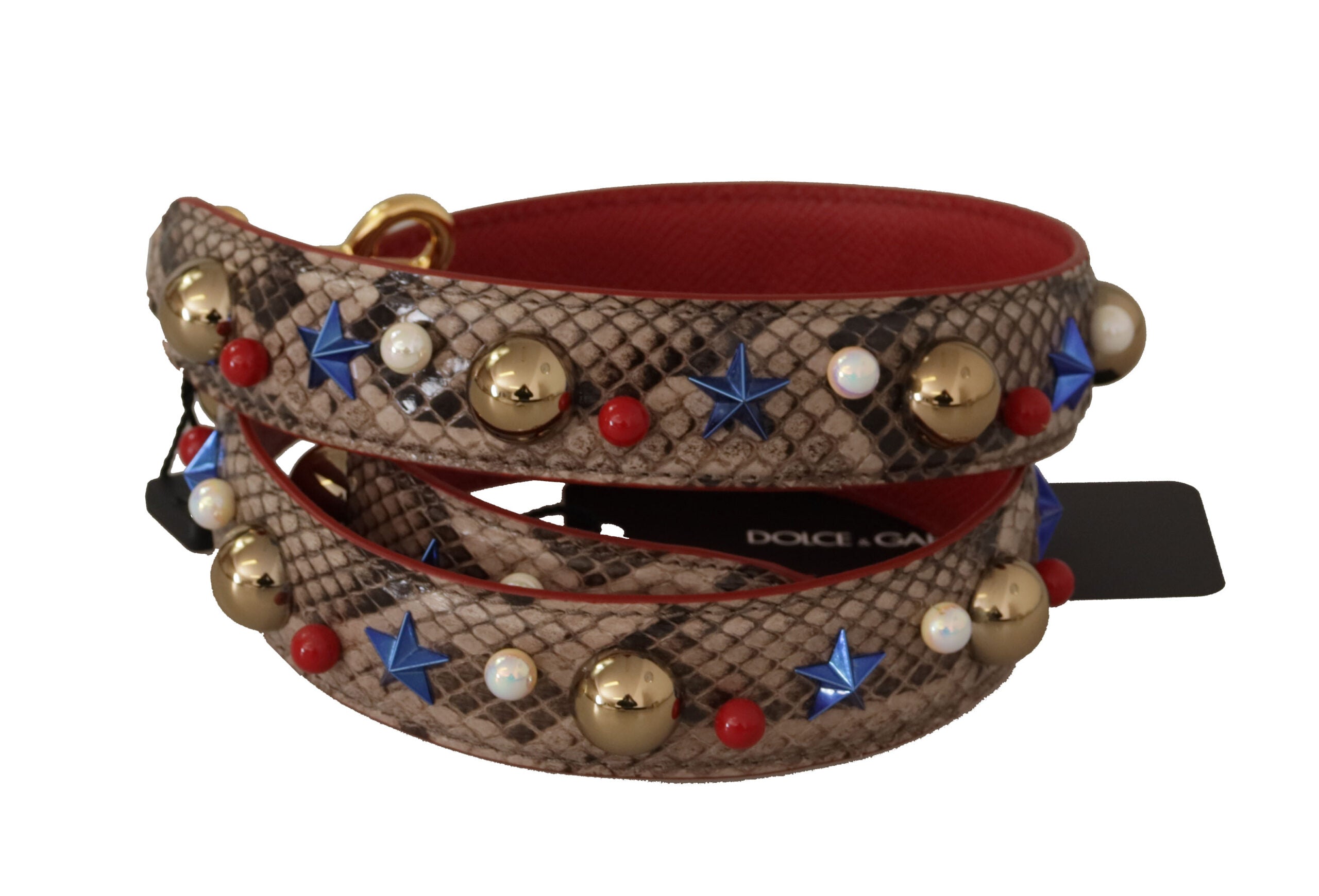 Dolce & Gabbana Brown Python Leather Studded Shoulder Strap - Lusso Punto