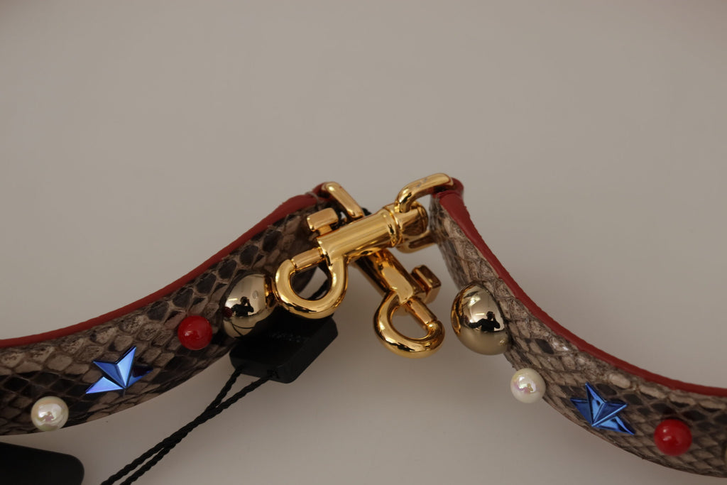 Dolce & Gabbana Brown Python Leather Studded Shoulder Strap - Lusso Punto
