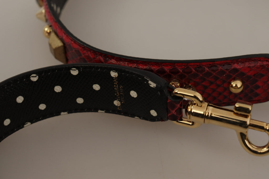Dolce & Gabbana Red Python Leather Crystals Reversible Shoulder Strap - Lusso Punto