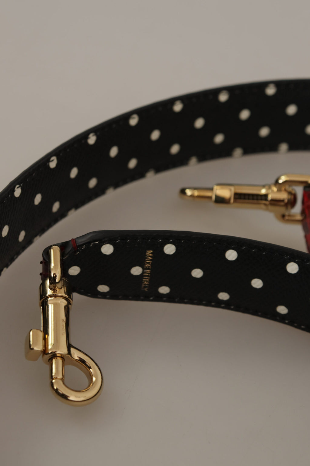 Dolce & Gabbana Red Python Leather Crystals Reversible Shoulder Strap - Lusso Punto