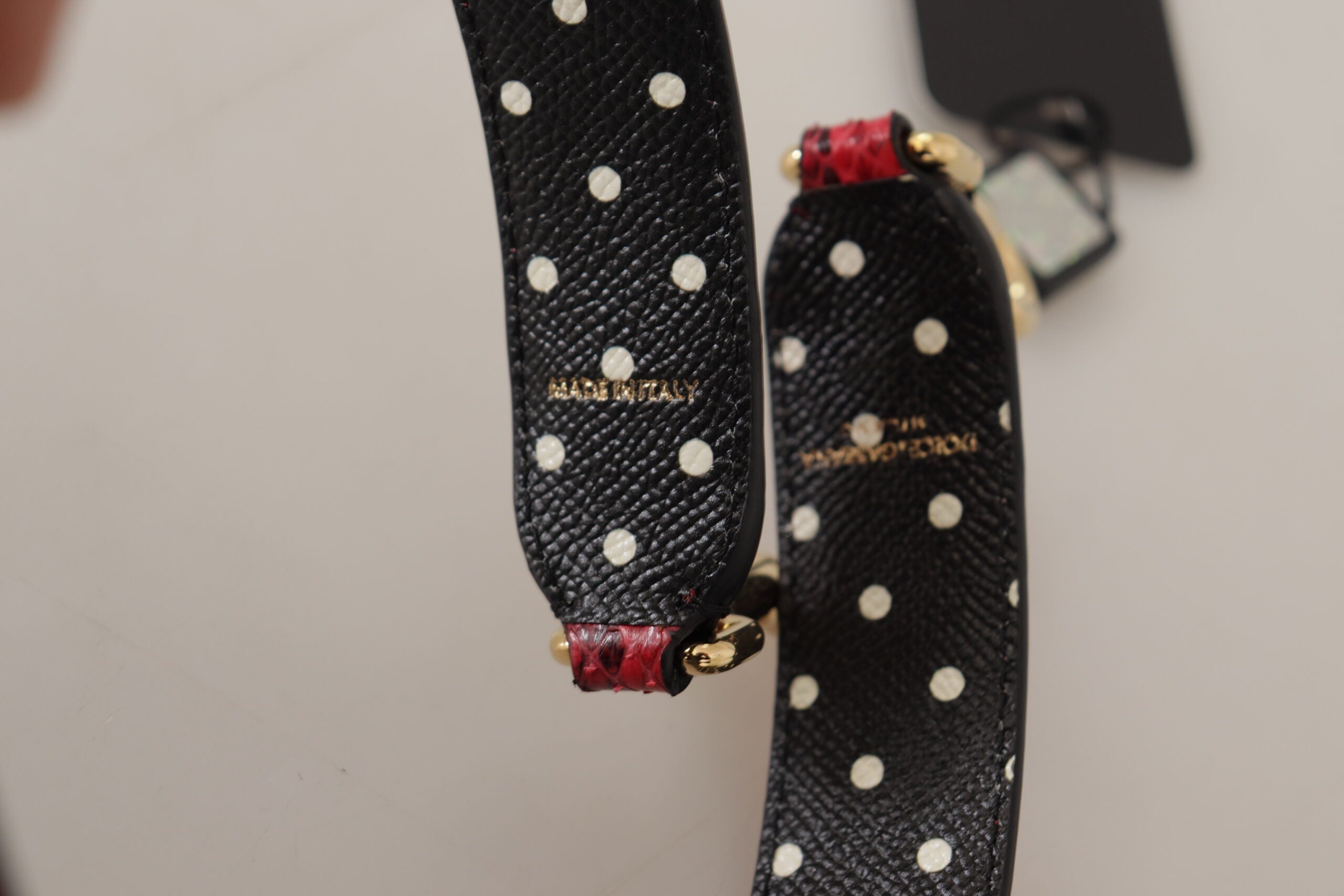 Dolce & Gabbana Red Python Leather Crystals Reversible Shoulder Strap - Lusso Punto