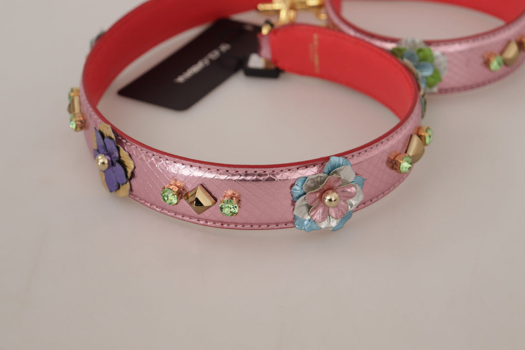 Dolce & Gabbana Metallic Pink Leather Studded Shoulder Strap - Lusso Punto