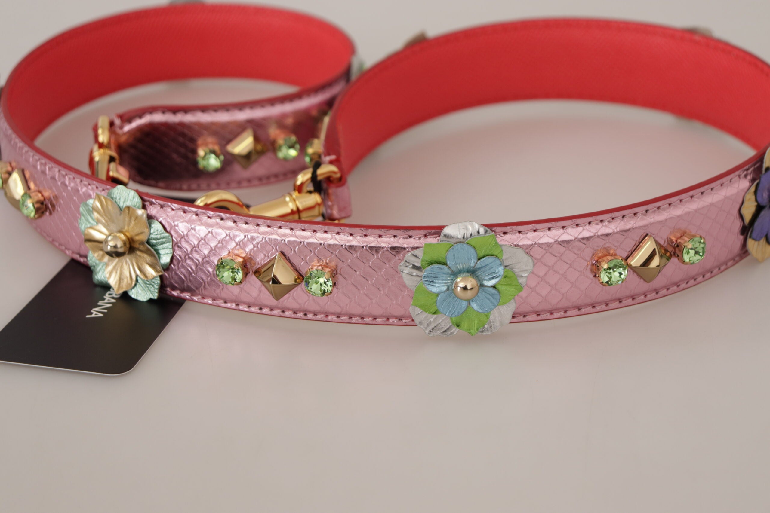 Dolce & Gabbana Metallic Pink Leather Studded Shoulder Strap - Lusso Punto