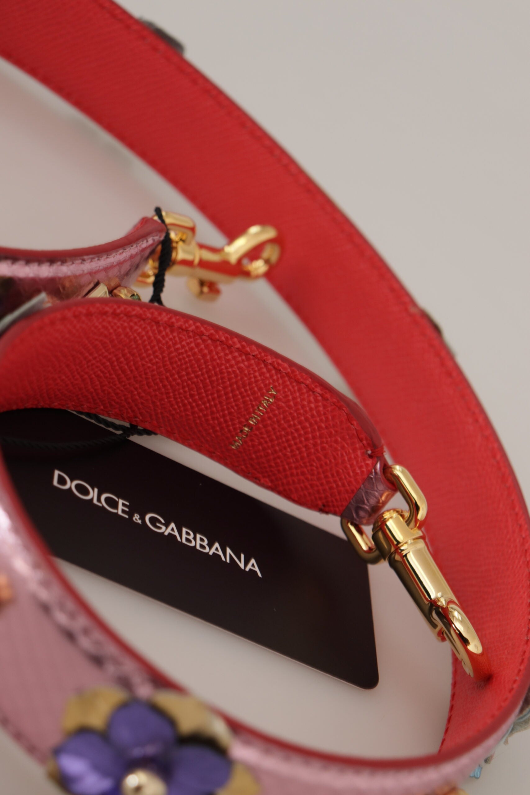 Dolce & Gabbana Metallic Pink Leather Studded Shoulder Strap - Lusso Punto